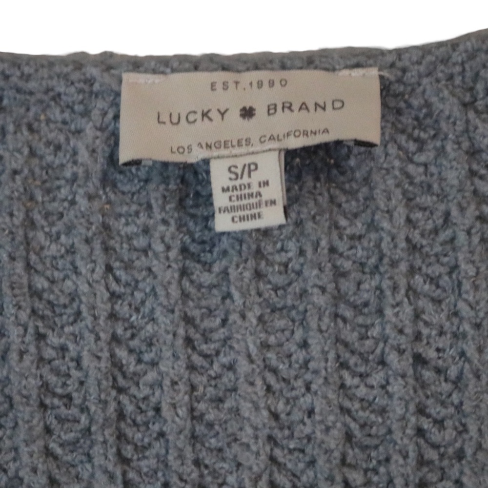Lucky Brand Pullover Chunky Ribbed Knit Oversize Sweater Size SP Blue A4 - Picture 6 of 7